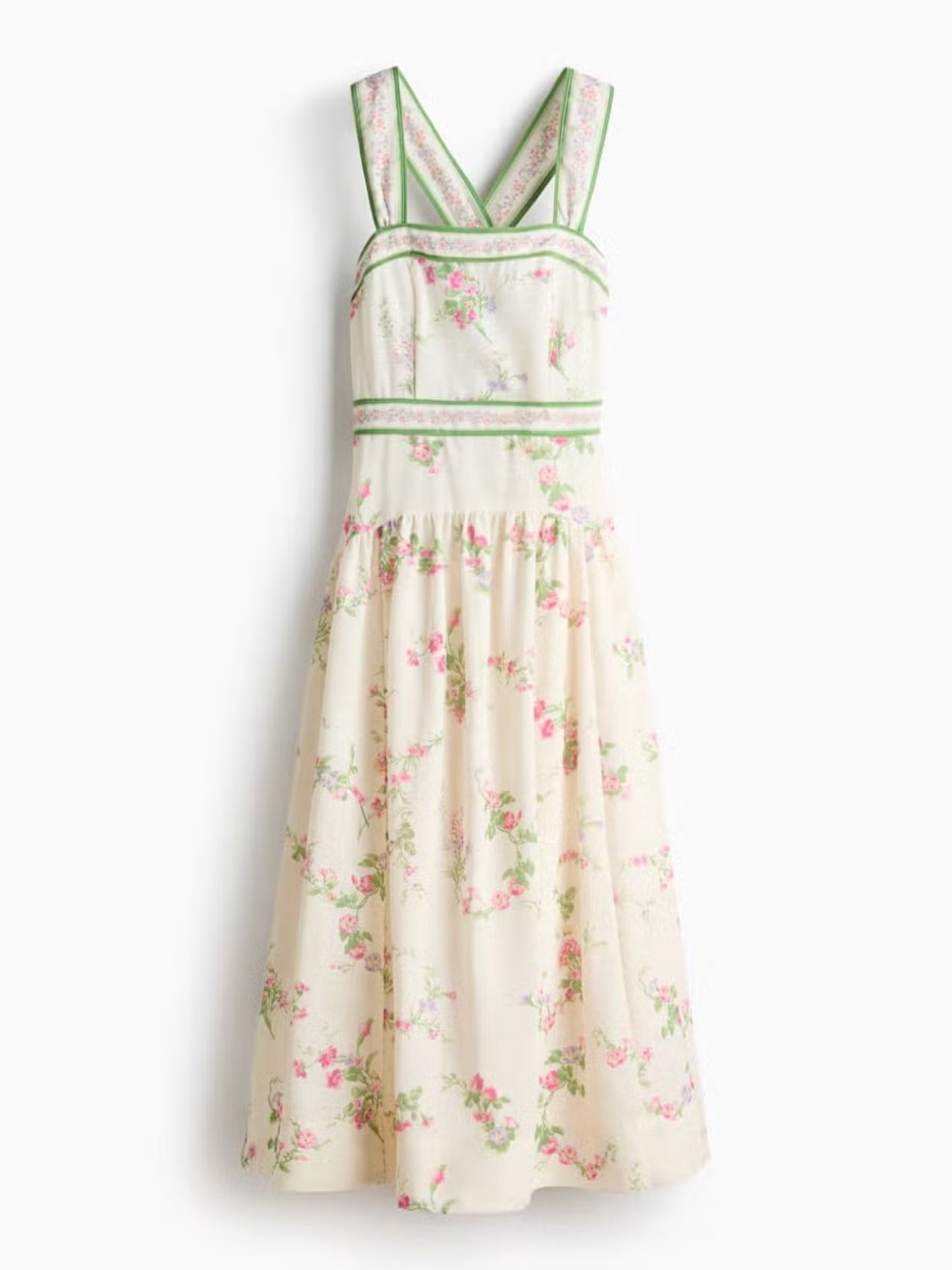 H&M Cream Floral Maxi Dress